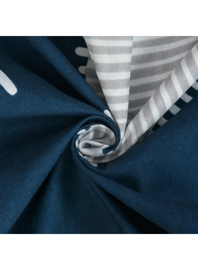 AURIO Premium Single Size Flat Bedsheet with 1 Matching Pillowcase – Elegant Botanical Leaf Design on Navy Blue – Large Dimensions (150x240 cm) Soft, Breathable Microfiber Bedding for Kids, Dorms, and Guest Rooms - Image 3